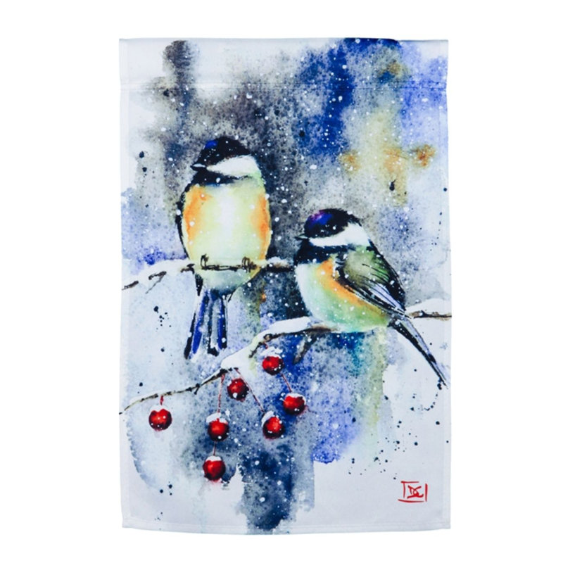 Drapeau de jardin en polyester 10 x 6 mésange et mésange