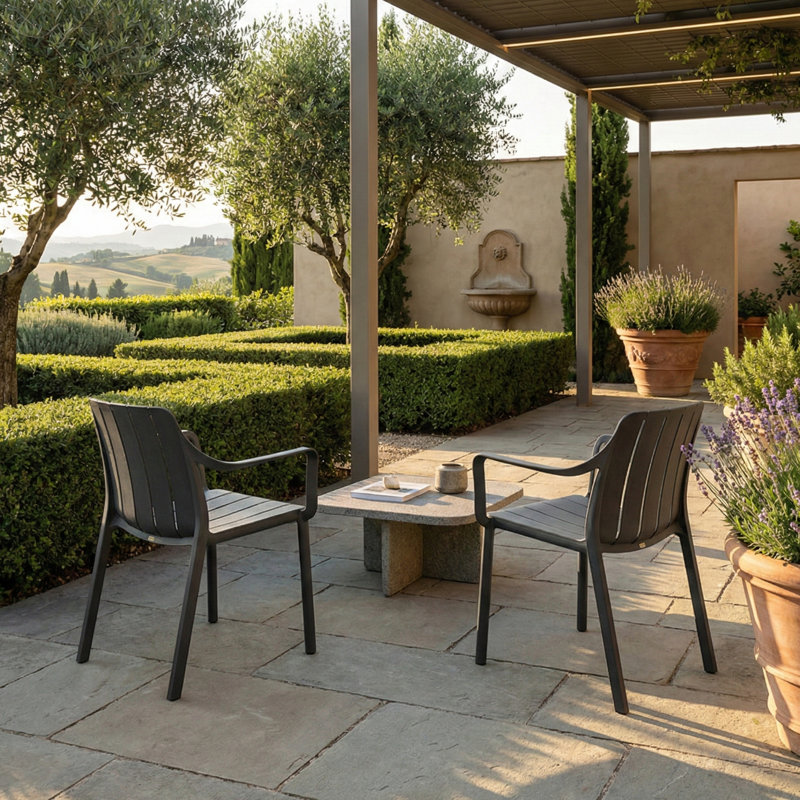 Stacking Patio Dining Armchair, Anthracite