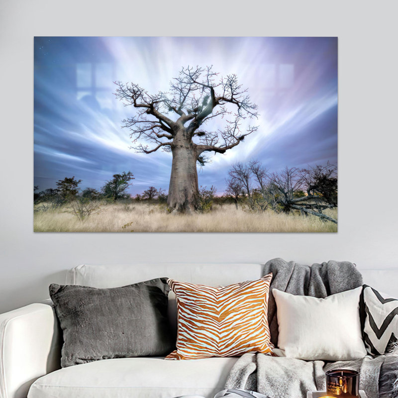 Décoration murale Big Baobab sur verre trempé côtier, pour les amateurs d'art et les amoureux de la nature