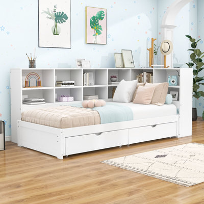 Lit de jour simple TG avec tiroirs de rangement, lumières DEL et ports USB