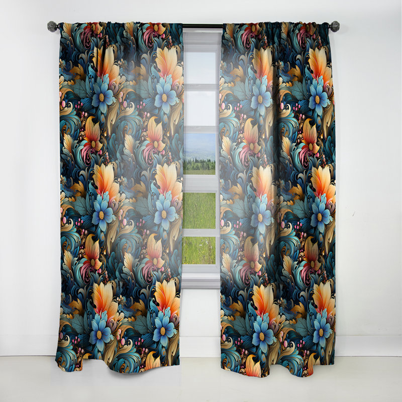 Motif de bohémien Rhapsody Paisley - rideau en velours glamour - obscurcissant - 1 panneau, L 52 po x L 95 po