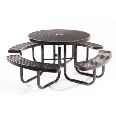 COATEDOUTDOORFURNITURE 46In Round Picnic Table, Expanded, Black