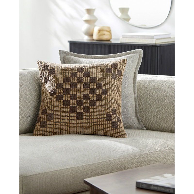 Housse de coussin carré en jute Twareg, H 18 po x l 18 po