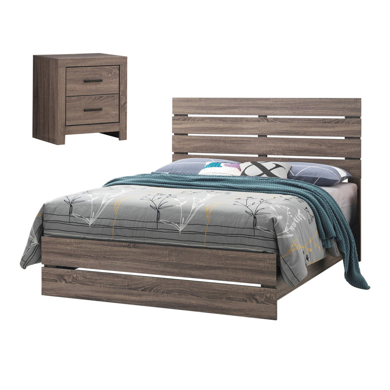 Eunice 2-Piece Bedroom Set with Nightstand, Barrel Oak, King