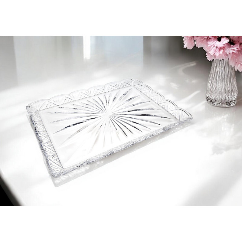 16" Clear Rectangular Crystal Serving Tray