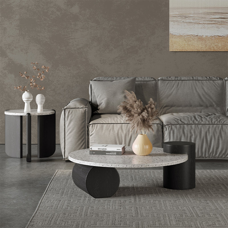Table basse italienne ronde en terrazzo