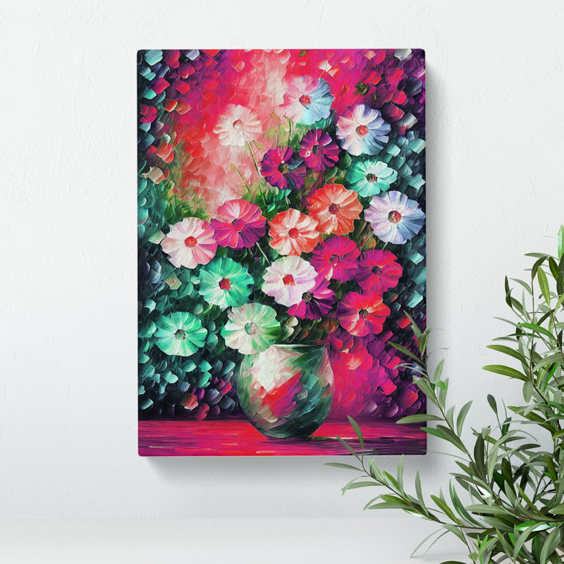 Vase Of Pretty Flowers No.3 - Print, Wrapped Canvas, 50cm H x 35cm W x 3cm D, No Matte