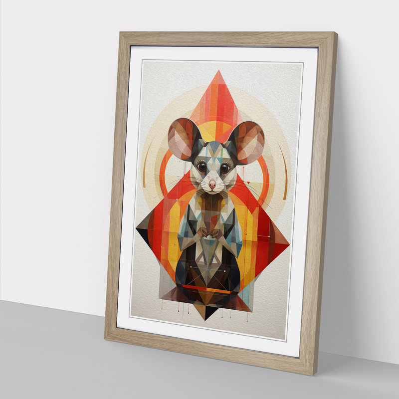 Mouse Geometric No.2 - Framed Print, Oak, 64cm H x 46cm W x 2cm D