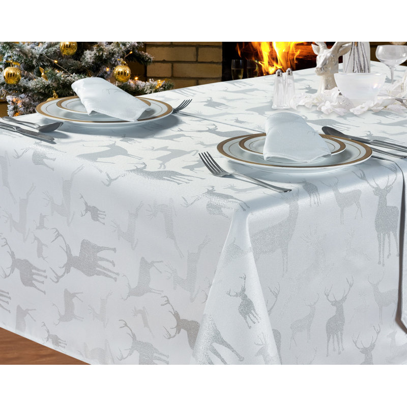 Large Stag Napkins Abhinav, White/Silver