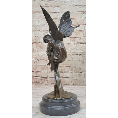 Sculpture statue de fée endormie flottante en bronze 16 po x 7 po