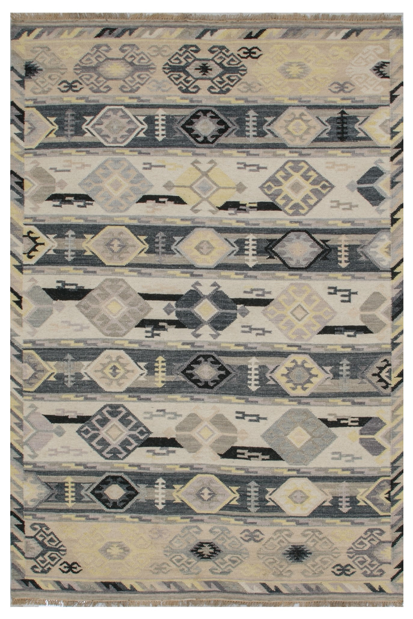 Millwood Pines Laskie Southwestern Handmade Kilim Wool Gray Area Rug ...