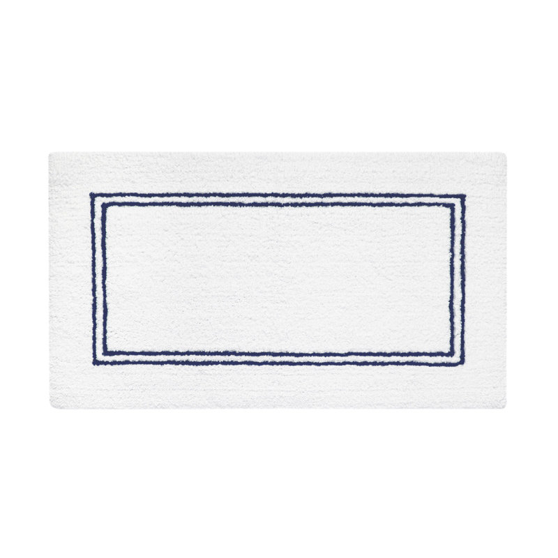 Continental Bath Rug, 28" W x 47" L, White/Blue
