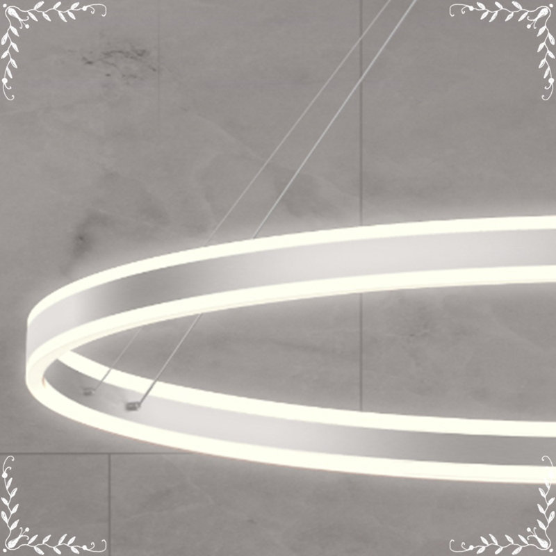 Double Corona Bright Satin Aluminum LED Pendant Light