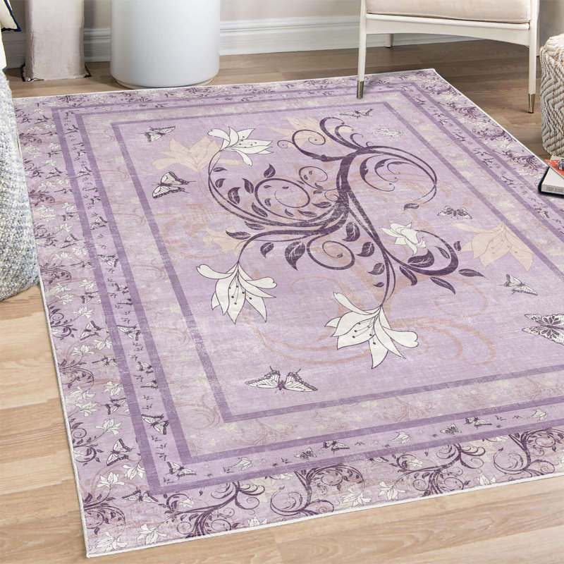 Tapis décoratif Carleny Spring, Rectangle 4 pi x 5 pi 7 po