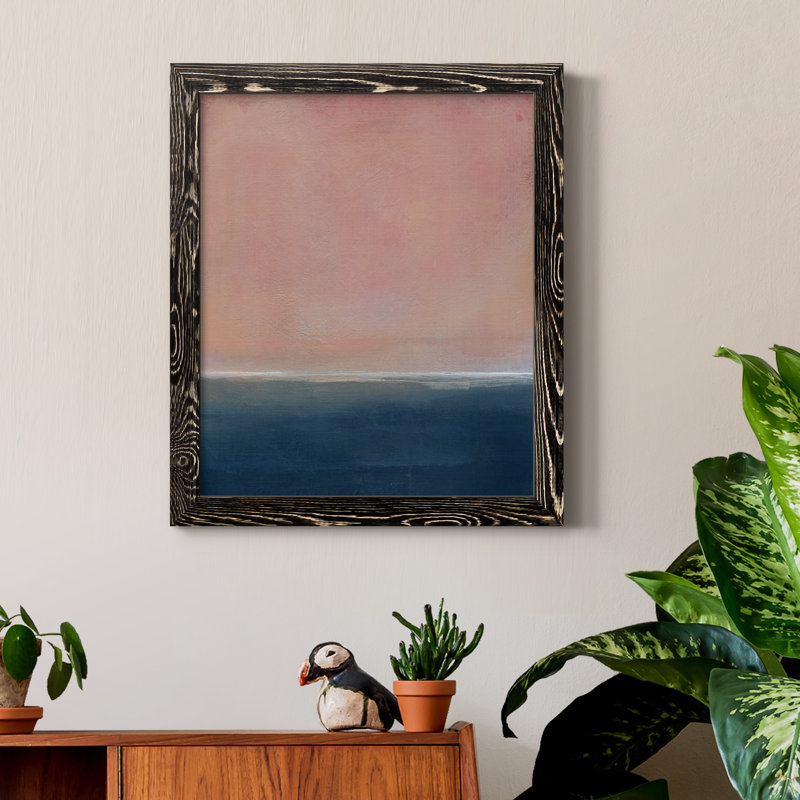 Coucher de soleil - Peinture sur toile encadrée, H 20 po x l 17 po x P 1,5 po, Toile avec cadre noir