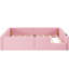 Upholstered Twin Pink Bed With Guardrail And Charging Function - Frame, Comfortable For Bedtime Relaxation Platform Type C Soft Support, Long Lasting Quality