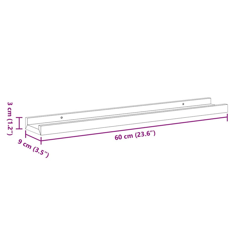 Tablette murale Tablette flottante à fixation murale pour cadre photo, Blanc, H 1,2 po x l 23,6 po x P 1,2 po