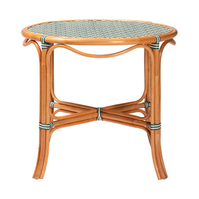 Bali & Pari Mattie Natural Rattan Round Bistro Dining Table - Handwoven Cafe-Style Accent Table For Kitchen Or Indoor/Outdoor Lounge, Green