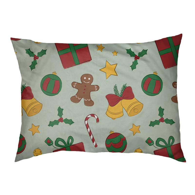 Oreiller d’intérieur christmas décoration, l 50 po x P 40 po x H 7 po, Gris / jaune