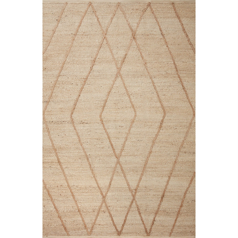 Bement Geometric Handwoven Ivory/Natural Area Rug, Rectangle 2'3" x 3'9"
