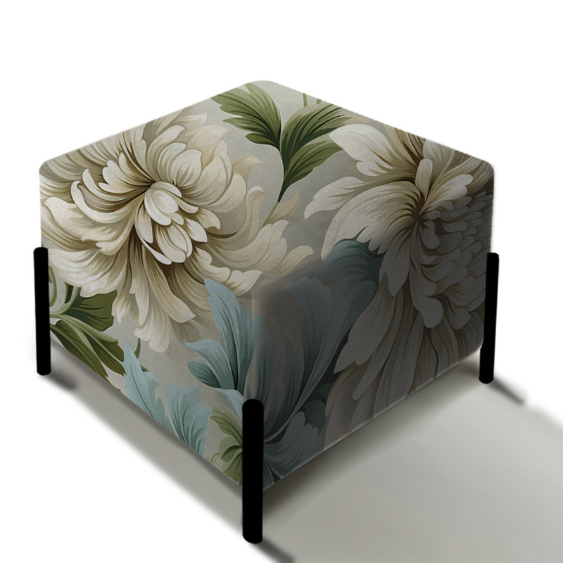 Petal Symphony Green Damask Harmony - Repose-pieds carré damassé