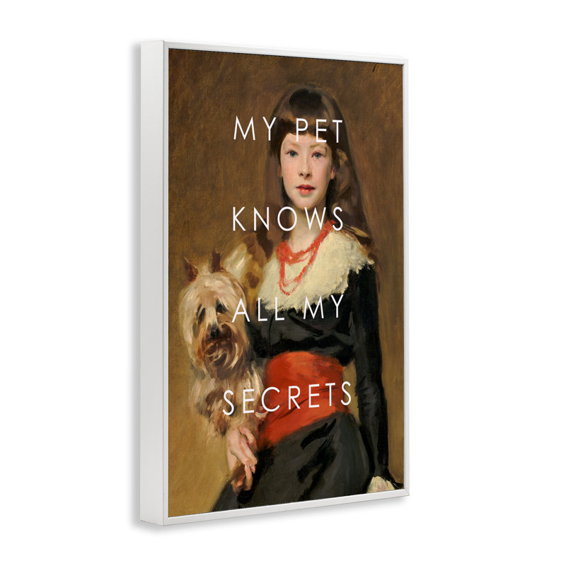 «My Pet Knows All My Secrets», giclée encadrée, design par Corinne Haig, H 24 po x l 16 po