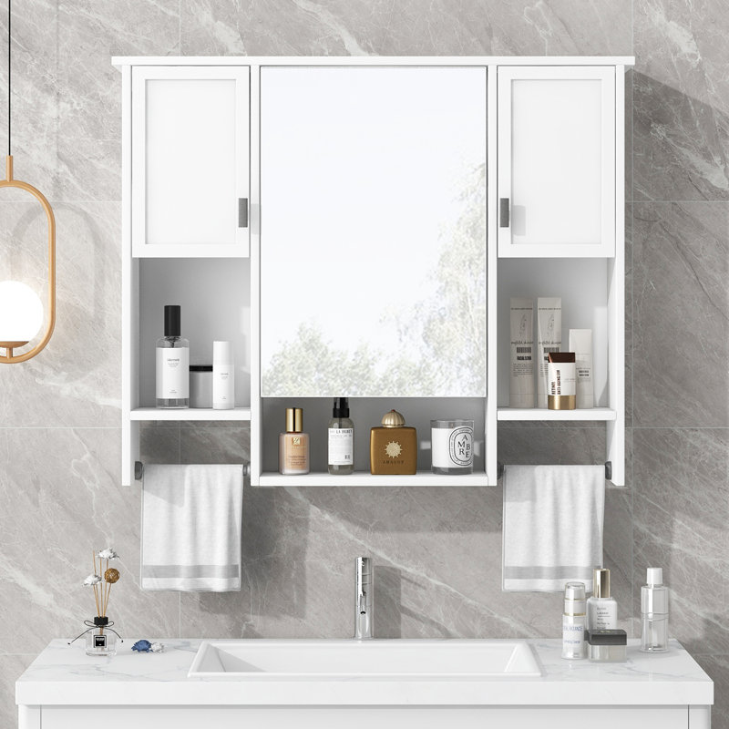 Armoire de rangement murale moderne 35 po x 28 po, Blanc