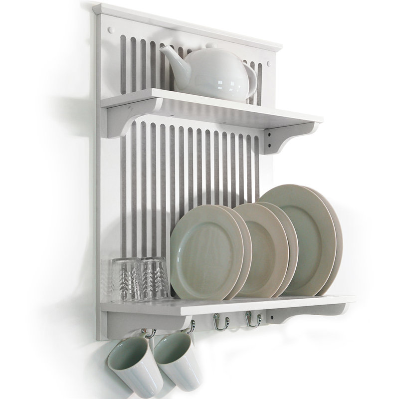 Wood Rectangle Wall Mounted Pot Rack, White