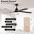 65 Inch Black Ceiling Fan with Light, 5-Blade Dimmable LED Ceiling Fan with Remote Control, Modern Quiet Design for Living Room and Bedroom (Silent/6-Speed/Reversible/DC Motor)