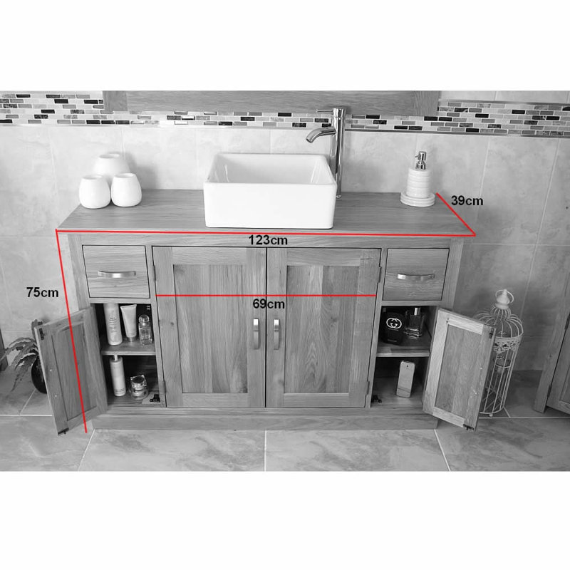 Egan 1230mm Double Bathroom Vanity with Vessel Ceramic Basin