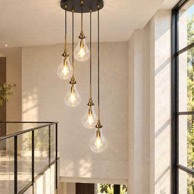 Hooman 5 - Light Cluster Teardrop Pendant 15" Ceiling Flush Mount Chandelier