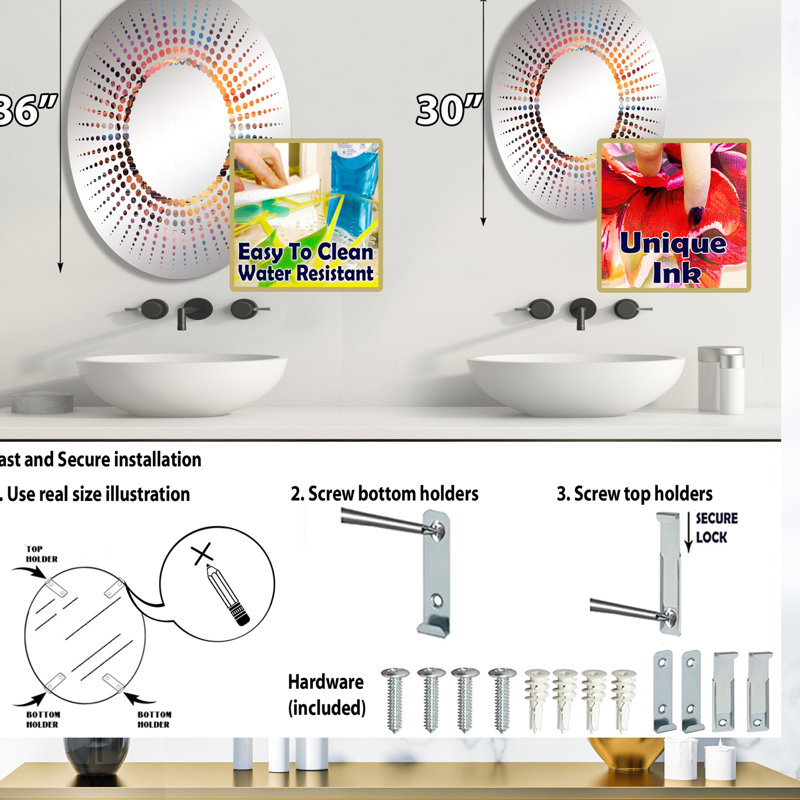 Charmant ciel décoratif au coucher du soleil III - Miroir décoratif Starburst | Ovale, L 20 po x H 30 po