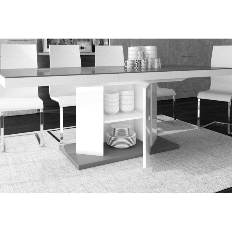 Chimaobim Extendable Dining Table, Grey Gloss/White Gloss