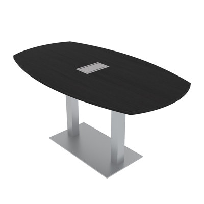 Arc-Boat Meeting Room Table With Double Metal Post Base 2 Power And Data Modules