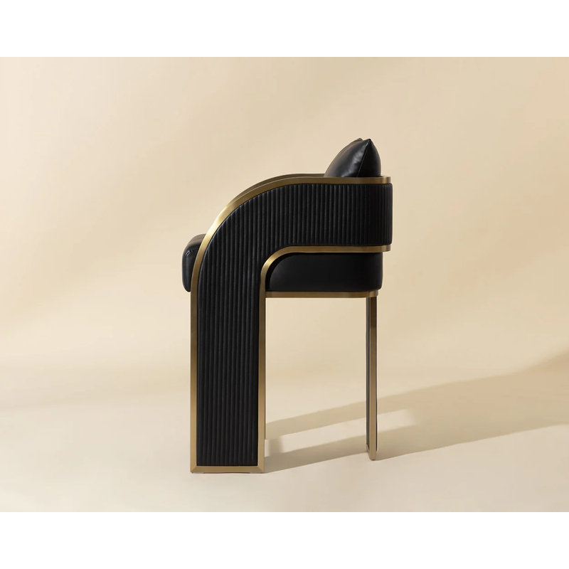 BAZ Upholstered Stool, Black, Counter Stool (26” Seat Height)