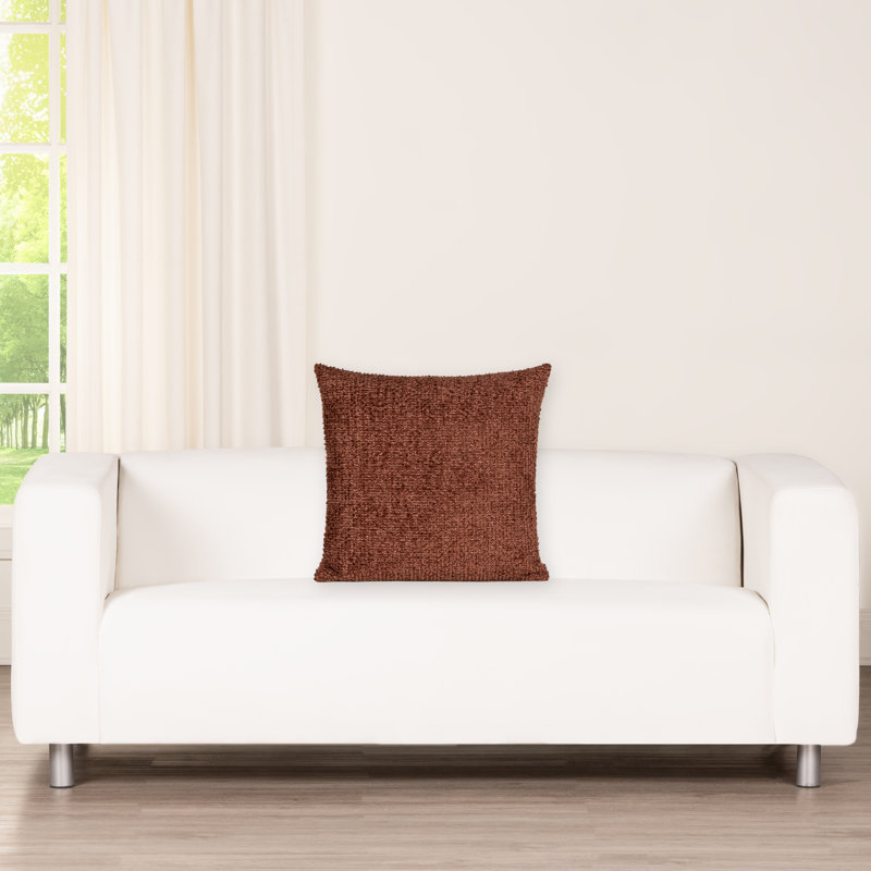 Cozy Chenille Disk Accent Pillow - Textured Sophistication and Comfort, Square 16", Red, Feather