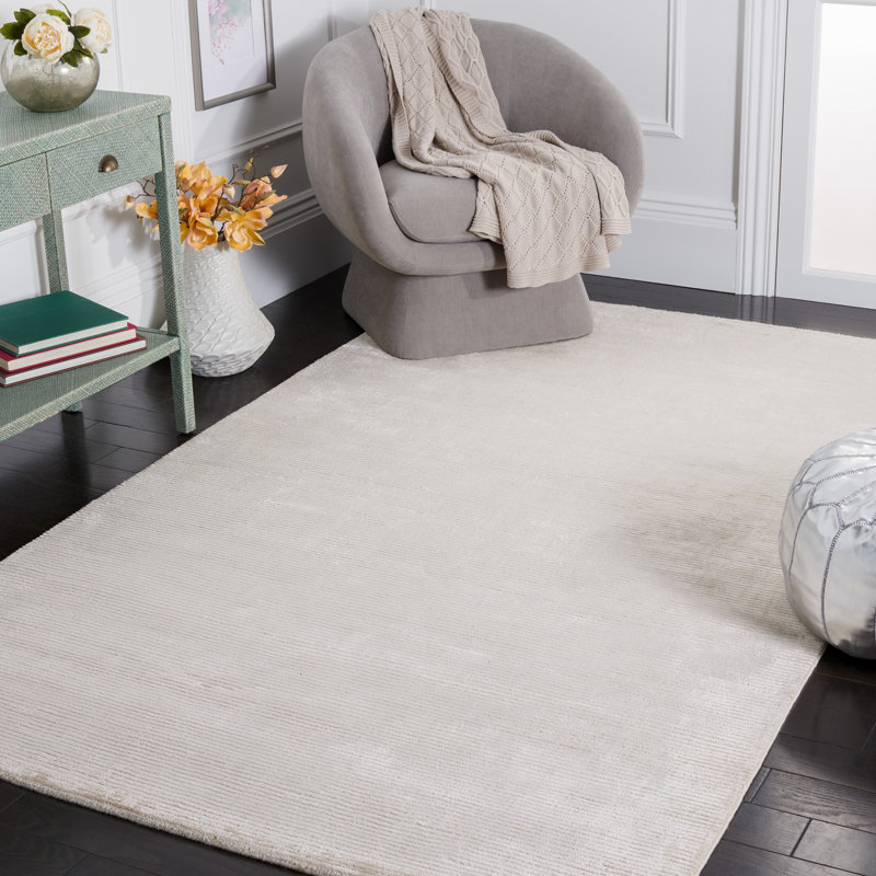 Tapis beige noué à la main Lavonia, Rectangle 6 pi x 9 pi