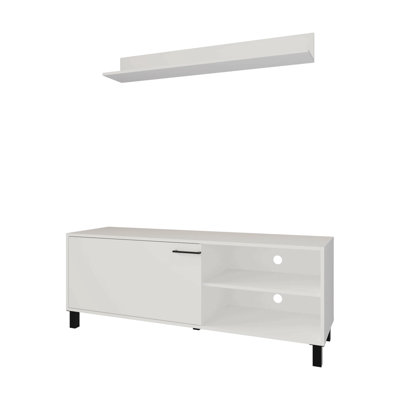 Meuble télé blanc avec rangement ouvert