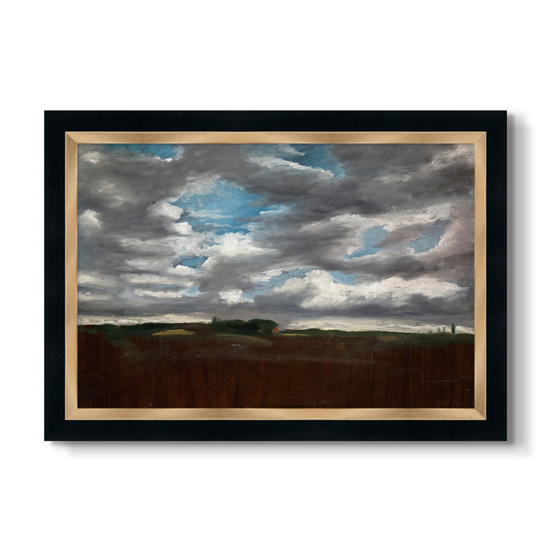 Anns " Extensive Landscape With Grey Clouds " by John Constable, 16x22 INNER SIZE, Toile avec cadre, Tuxedo Gold Edge