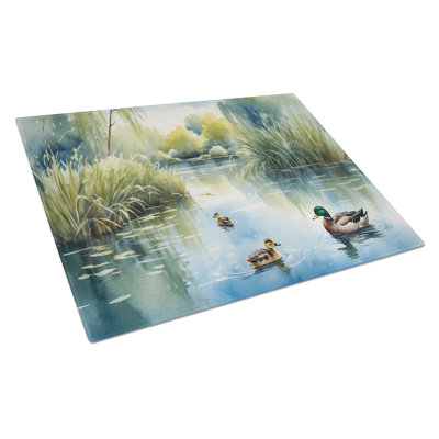 Ducks by the Pond Glass Cutting Board