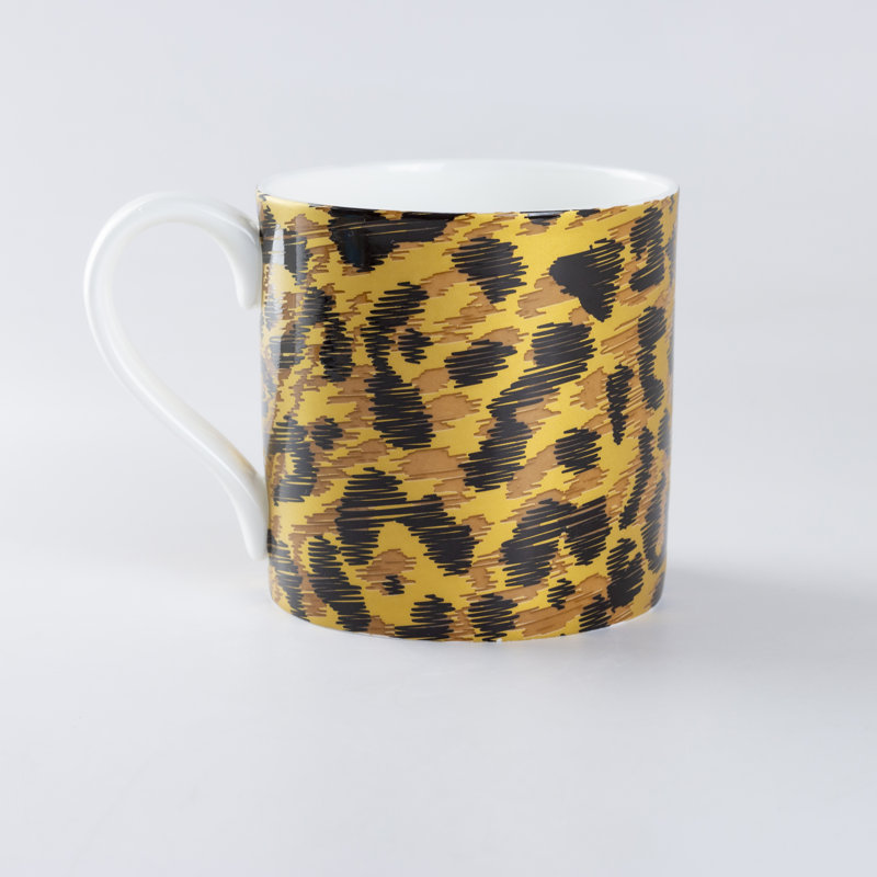 NE PAS EN GROUPE S'IL VOUS PLAÎT! Grande tasse à café Bone China, Léopard brun de la jungle