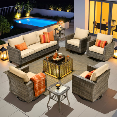 Allcot 7 - Person Patio Conversation Sets with Cushions