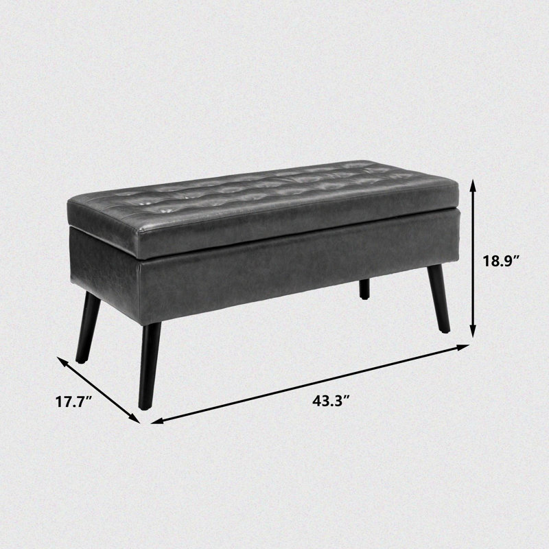 Banc de rangement en similicuir Marshae, Brun
