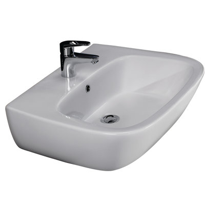 Lavabo de salle de bain mural en porcelaine vitrifiée Elena 450