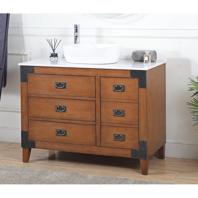 42'' Single Bathroom Vanity with Marble Top