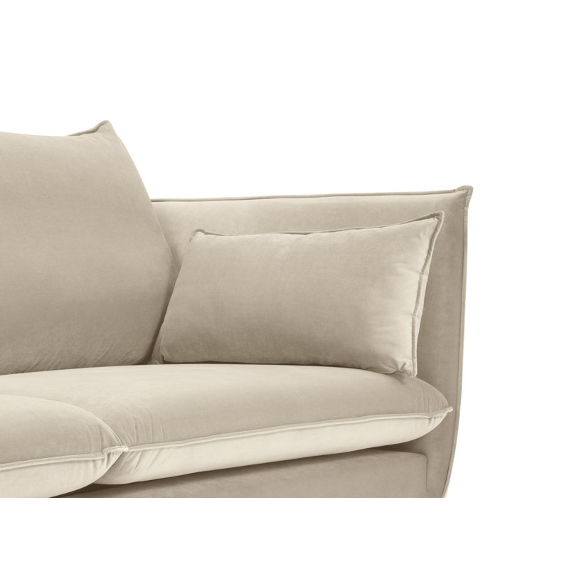 Adoraim 4 Seater Polyester Sofa, Beige, Black, 200cm 