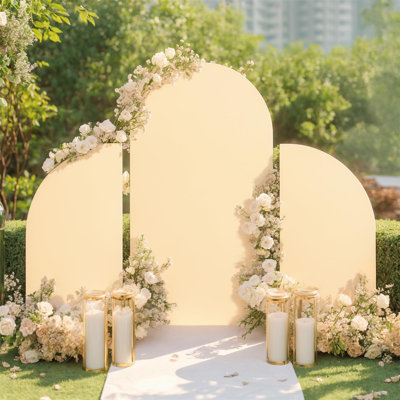 Arch Cover Set of 3, Stretchy Spandex Fitted Wedding Arch Covers - Round Top & Half-Moon Backdrops, Wrinkle-Resistant Decor for Wedding, Birthday Party & Baby Shower