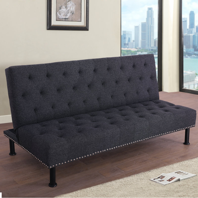 Sahale Upholstered 75'' Sleeper Sofa, Midnight Gray