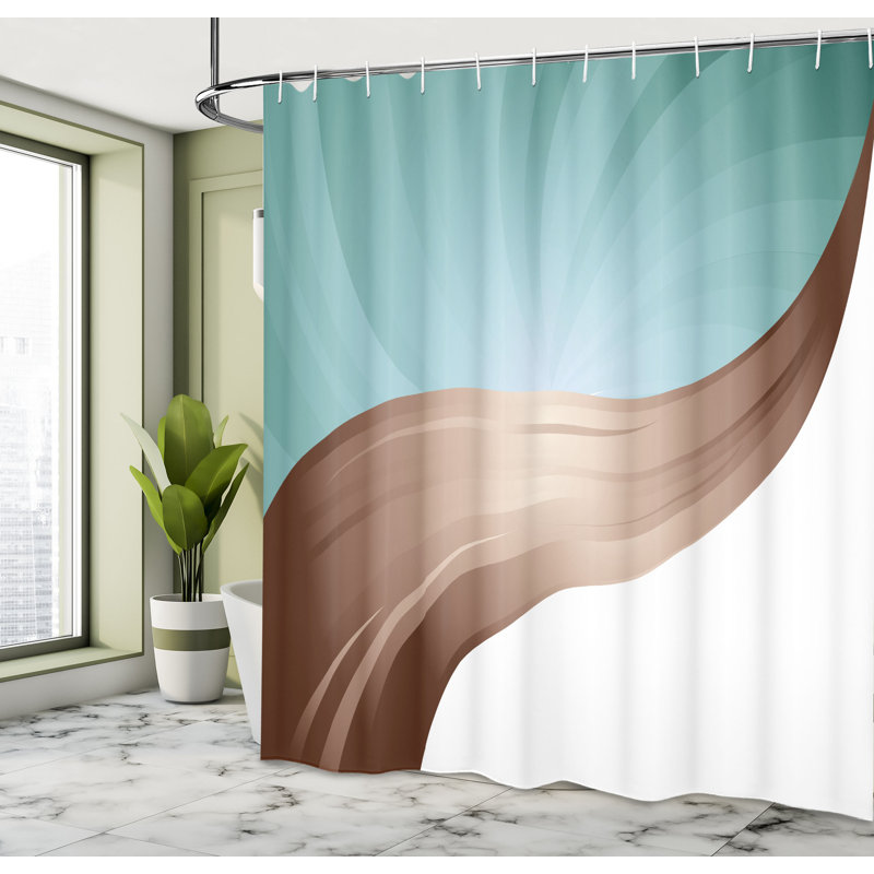 Ensemble de rideau de douche + crochets, H 75 po x l 69 po, Chocolat turquoise