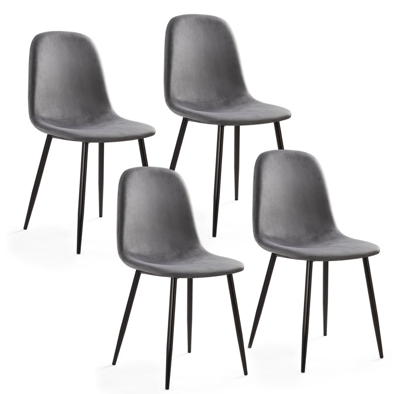 Psomas 47cm H Velvet Upholstered Metal Side Chair, Grey